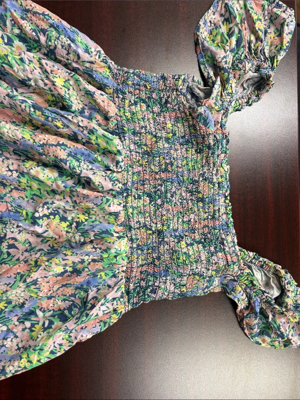 GAP Girls Floral Smocked Dress in Pink, Green & Blue